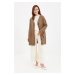 Trendyol Brown Button Detailed V-neck Long Soft Knitwear Cardigan With Pocket