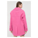 Vlněný kabát Pinko dámský, růžová barva, přechodný, dvouřadový