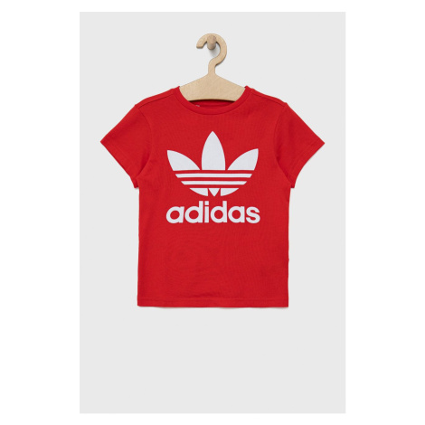 Dětské bavlněné tričko adidas Originals HC9586 červená barva, s potiskem
