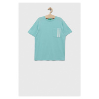 Dětské bavlněné tričko United Colors of Benetton tyrkysová barva, s potiskem