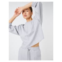 Koton Crop Sweatshirt Knit Pattern Long Sleeve