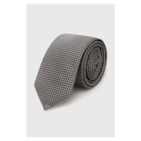 Kravata s příměsí hedvábí HUGO šedá barva