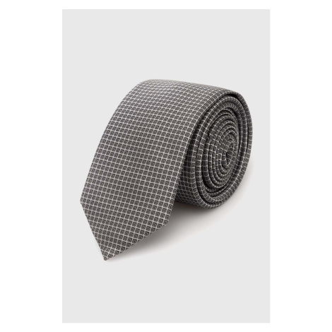 Kravata s příměsí hedvábí HUGO šedá barva Hugo Boss