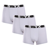 3PACK pánské boxerky Styx sportovní guma šedé (G10676767)