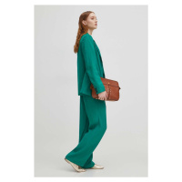 Kalhoty Medicine dámské, zelená barva, široké, high waist