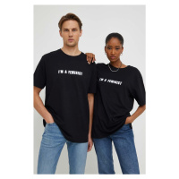 Bavlněné tričko Answear Lab černá barva, s potiskem