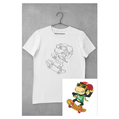 MMO Dětské tričko vymaluj si Opice na skateboardu