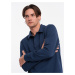 Ombre Men's structured knit polo collar sweatshirt - dark blue