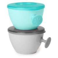 SKIP HOP Misky s víkem a držákem Easy Grab Grey,Teal 2 x 240 ml, 3m+