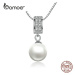 Stříbrný náhrdelník s přívěskem ve tvaru perly SCN030 LOAMOER