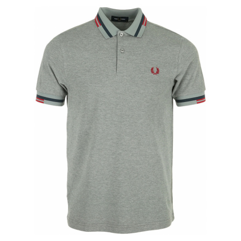 Fred Perry Abstract Tipped Polo Shirt Šedá