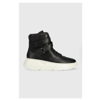 Kožené sneakers boty Tommy Hilfiger FW0FW06910 CHUNKY WARM SNEAKER HIGH černá barva