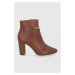 Kožené kotníkové boty Lauren Ralph Lauren dámské, hnědá barva, na podpatku