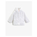 Koton Girl's White Hooded Plush Zippered Coat