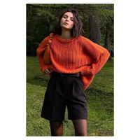 Madmext Orange Crew Neck Basic Sweater