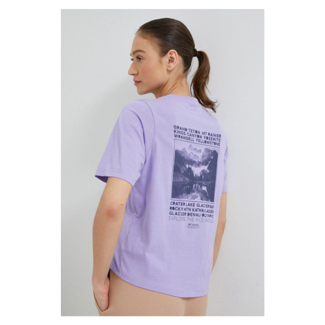 Bavlněné tričko Columbia North Cascades fialová barva, 2036593