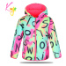 Dívčí zimní bunda - KUGO KM9981, batika/ růžové zipy Barva: Mix barev
