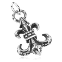 Přívěsek z oceli 316L, velký patinovaný symbol Fleur de Lis