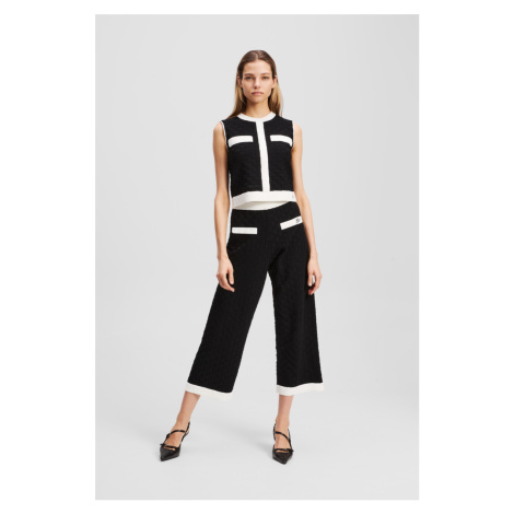 Kalhoty karl lagerfeld contrast knit pants black