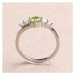 Prsten stříbrný s broušeným olivínem a zirkony Ag 925 011580 PD - 62 mm 2,0 g