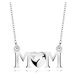 Stříbrný náhrdelník 925 - nápis MOM, srdce s kulatým briliantem