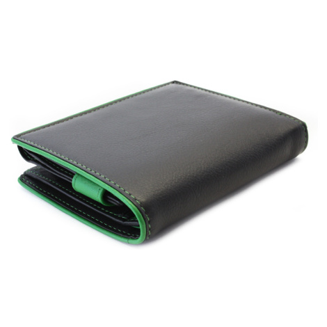 Černá pánská kožená peněženka se zelenou zápinkou Jennie Arwel