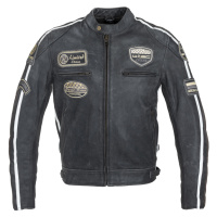 W-TEC Dark Grey Vintage kožená moto bunda šedá