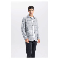 DEFACTO Regular Fit Polo Collar Plaid Flannel Long Sleeve Long Sleeve Shirt