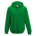 Just Hoods Zipová mikina s dvojitou kapucí a fleecem z rubové strany, zelená výrazná, vel.L