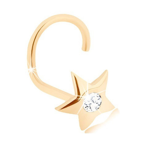 Zlatý 14K piercing do nosu - blýskavá hvězdička s broušeným diamantem Šperky eshop