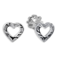 Brilio Silver Minimalistické stříbrné náušnice Srdce 431 001 00985 04