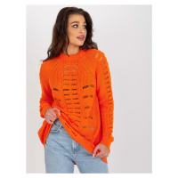 Oranžový prolamovaný oversize svetr s vlnou