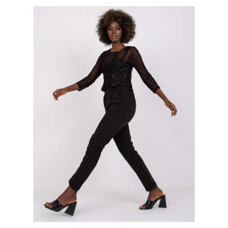 Černé dámské kalhoty s rovnými nohavicemi značky Hidalgo Fashionhunters