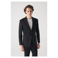 Avva Men's Black Knitted Flexible, Unlined Slim Fit Slim Fit Jacket