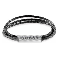 Guess Moderní náramek z pravé černé kůže Bond Street JUMB03033JWSTBK 21 cm - S