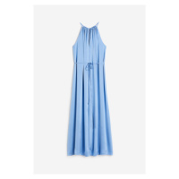 H & M - Dlouhé saténové šaty - modrá