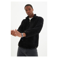 Trendyol Black Regular/Regular Fit Zippered Stopper Warm Plush Sweatshirt