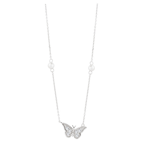 Preciosa Půvabný stříbrný náhrdelník s kubickou zirkonií a říčními perlami Metamorph 5360 00