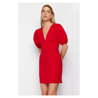 Trendyol Red A-Line Back Datay Balloon Sleeve Woven Mini Dress