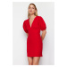 Trendyol Red A-line Back Detailed Balloon Sleeve Mini Woven Dress