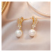 Éternelle Náušnice s perlou a zirkony Nina Gold E1450-EP5671B Zlatá Bílá