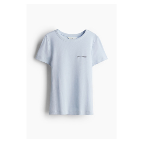 H & M - Žebrované tričko z modalové směsi - modrá H&M