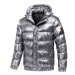 Lesklá zimní bunda s prošíváním a odnímatelnou kapucí