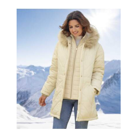 Dámská prošívaná bunda do arktické zimy s kapucí lemovanou odepínací umělou kožešinou