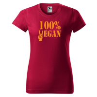 DOBRÝ TRIKO Dámské tričko 100% vegan oranžový potisk Barva: Marlboro červená