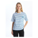 LC Waikiki LCW Modest Crew Neck Striped Short Sleeve Oversize Women's T-Shirt