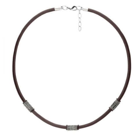 Manoki Pánský kožený náhrdelník Lucas - chirurgická ocel, etno styl WA554A Hnědá 45 cm + 3 cm (p