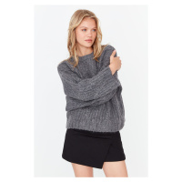 Trendyol antracitový pletený svetr s měkkou texturou a širokým střihem