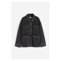 H & M - Džínová košilová bunda - černá