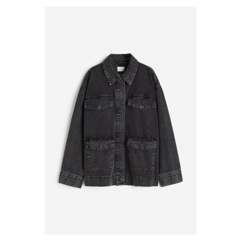 H & M - Džínová košilová bunda - černá H&M